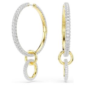 Boucles d’oreilles créoles Dextera, taille ronde, blanches, plaquées or