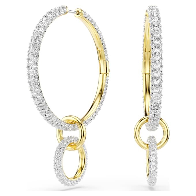 Boucles d’oreilles créoles Dextera, taille ronde, blanches, plaquées or Boucles d’oreilles créoles Dextera, taille ronde, blanches, plaquées or