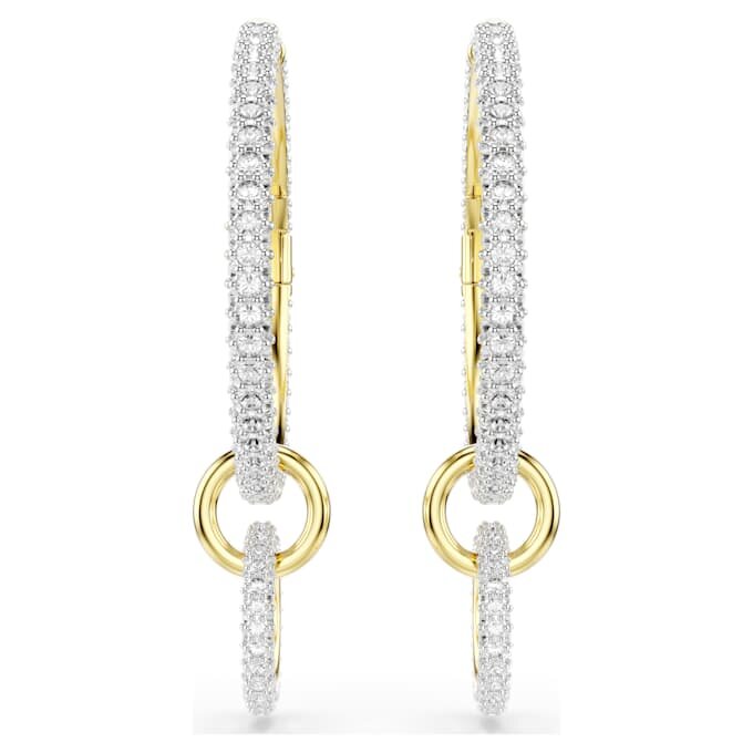 Boucles d’oreilles créoles Dextera, taille ronde, blanches, plaquées or Boucles d’oreilles créoles Dextera, taille ronde, blanches, plaquées or