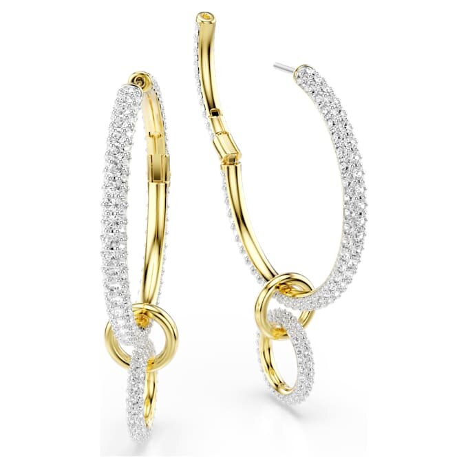 Boucles d’oreilles créoles Dextera, taille ronde, blanches, plaquées or Boucles d’oreilles créoles Dextera, taille ronde, blanches, plaquées or