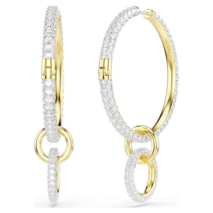 Boucles d’oreilles créoles Dextera, taille ronde, blanches, plaquées or Boucles d’oreilles créoles Dextera, taille ronde, blanches, plaquées or
