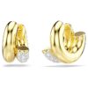 Boucles d’oreilles créoles Dextera, taille ronde, mini, blanches, plaquées or