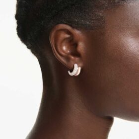 Boucles d’oreilles créoles Dextera, taille ronde, mini, blanches, plaquées or rose