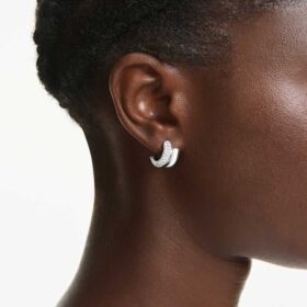 Boucles d’oreilles créoles Dextera, taille ronde, mini, blanches, plaquées rhodium