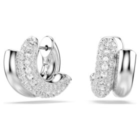 Boucles d’oreilles créoles Dextera, taille ronde, mini, blanches, plaquées rhodium