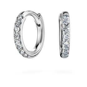 Boucles d’oreilles créoles Eternity, diamants synthétiques 0,1 ct au total, forme ronde, petites, or blanc 14 carats
