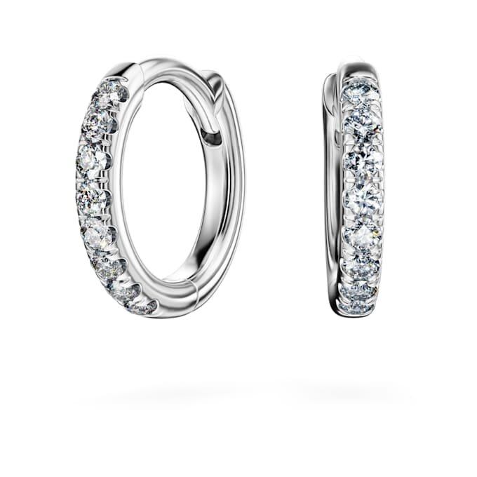 Boucles d’oreilles créoles Eternity, diamants synthétiques 0,1 ct au total, forme ronde, petites, or blanc 14 carats Boucles d’oreilles créoles Eternity, diamants synthétiques 0,1 ct au total, forme ronde, petites, or blanc 14 carats