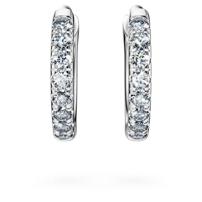 Boucles d’oreilles créoles Eternity, diamants synthétiques 0,1 ct au total, forme ronde, petites, or blanc 14 carats Boucles d’oreilles créoles Eternity, diamants synthétiques 0,1 ct au total, forme ronde, petites, or blanc 14 carats