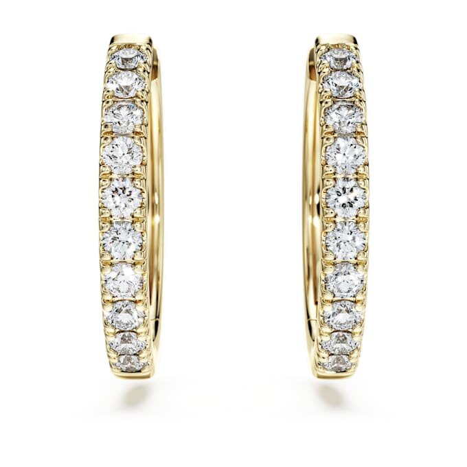 Boucles d’oreilles créoles Eternity, diamants synthétiques 0,5 ct au total, forme ronde, or jaune 14 carats Boucles d’oreilles créoles Eternity, diamants synthétiques 0,5 ct au total, forme ronde, or jaune 14 carats