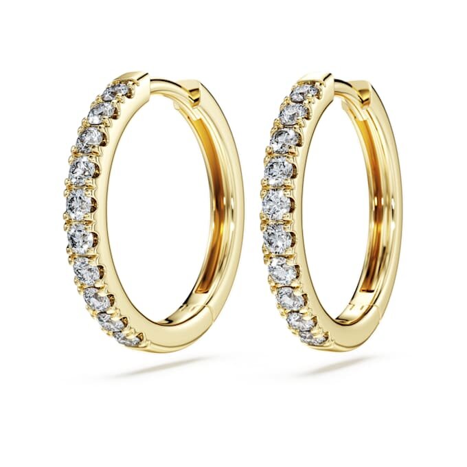 Boucles d’oreilles créoles Eternity, diamants synthétiques 0,5 ct au total, forme ronde, or jaune 14 carats Boucles d’oreilles créoles Eternity, diamants synthétiques 0,5 ct au total, forme ronde, or jaune 14 carats