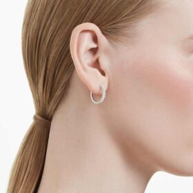 Boucles d’oreilles créoles Eternity, diamants synthétiques 0,56 ct au total, forme ronde, argent sterling