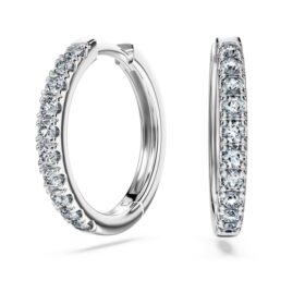 Boucles d’oreilles créoles Eternity, diamants synthétiques 0,56 ct au total, forme ronde, argent sterling