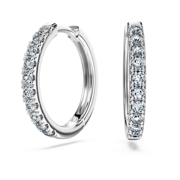 Boucles d’oreilles créoles Eternity, diamants synthétiques 0,56 ct au total, forme ronde, argent sterling Boucles d’oreilles créoles Eternity, diamants synthétiques 0,56 ct au total, forme ronde, argent sterling