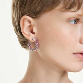 Boucles d’oreilles créoles Gema roses, plaquées rhodium