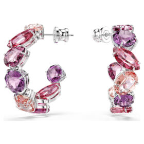 Boucles d’oreilles créoles Gema roses, plaquées rhodium
