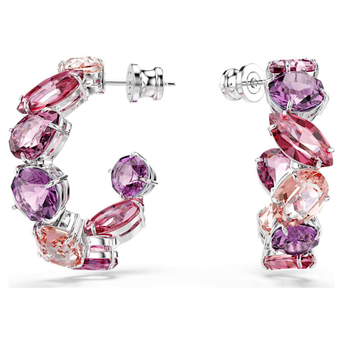 Boucles d’oreilles créoles Gema roses, plaquées rhodium Boucles d’oreilles créoles Gema roses, plaquées rhodium