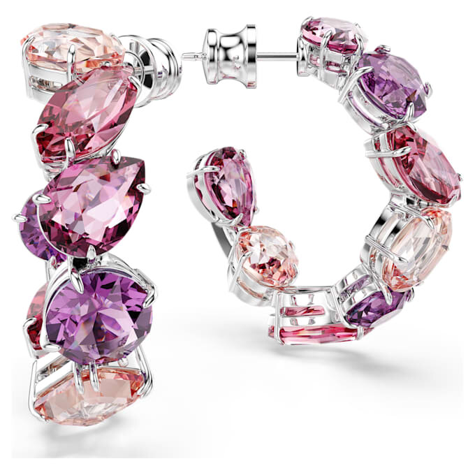 Boucles d’oreilles créoles Gema roses, plaquées rhodium Boucles d’oreilles créoles Gema roses, plaquées rhodium