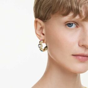 Boucles d’oreilles créoles Gema, tailles variées, multicolores, plaquées or