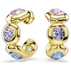 Boucles d’oreilles créoles Gema, tailles variées, multicolores, plaquées or