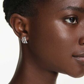 Boucles d’oreilles créoles Hyperbola, taille ronde, mini, blanches, plaquées rhodium