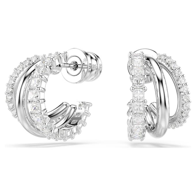 Boucles d’oreilles créoles Hyperbola, taille ronde, mini, blanches, plaquées rhodium Boucles d’oreilles créoles Hyperbola, taille ronde, mini, blanches, plaquées rhodium