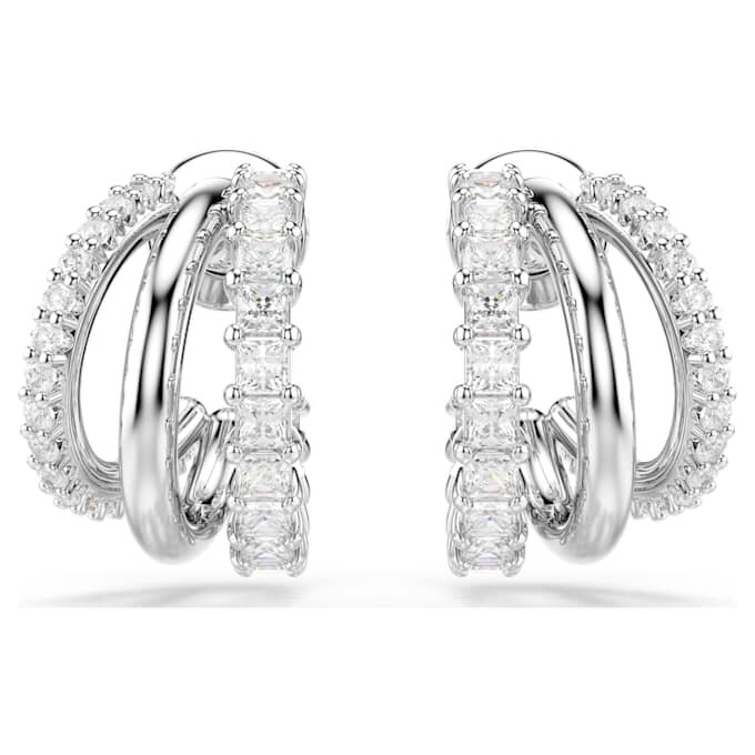 Boucles d’oreilles créoles Hyperbola, taille ronde, mini, blanches, plaquées rhodium Boucles d’oreilles créoles Hyperbola, taille ronde, mini, blanches, plaquées rhodium