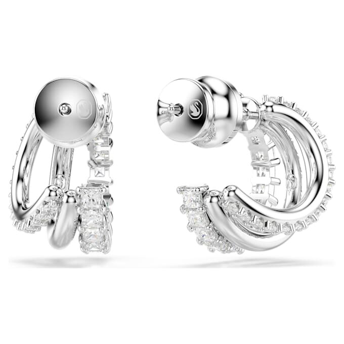 Boucles d’oreilles créoles Hyperbola, taille ronde, mini, blanches, plaquées rhodium Boucles d’oreilles créoles Hyperbola, taille ronde, mini, blanches, plaquées rhodium