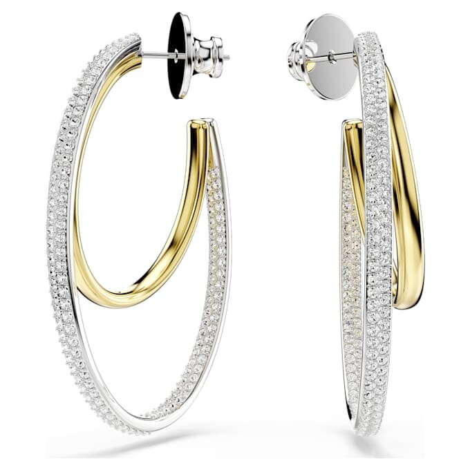 Boucles d’oreilles créoles Hyperbola, taille ronde, taille moyenne, blanches, finition en métaux mélangés Boucles d’oreilles créoles Hyperbola, taille ronde, taille moyenne, blanches, finition en métaux mélangés