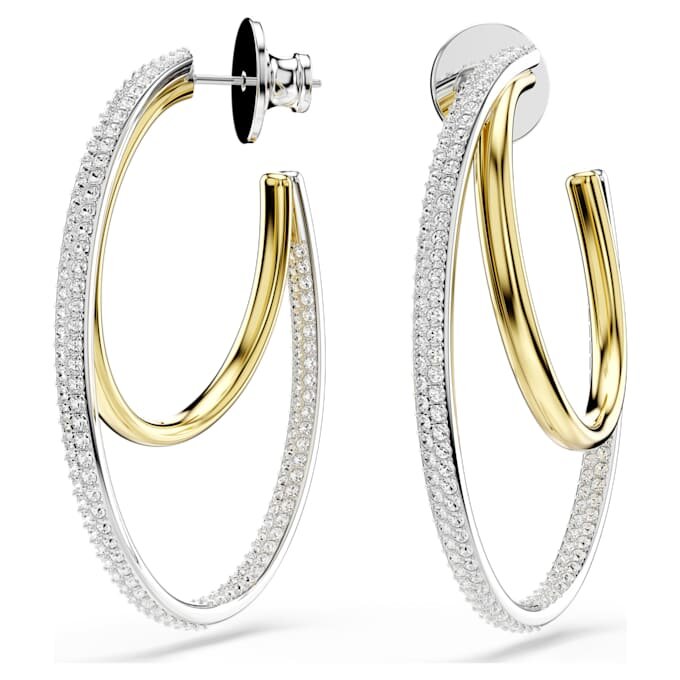 Boucles d’oreilles créoles Hyperbola, taille ronde, taille moyenne, blanches, finition en métaux mélangés Boucles d’oreilles créoles Hyperbola, taille ronde, taille moyenne, blanches, finition en métaux mélangés