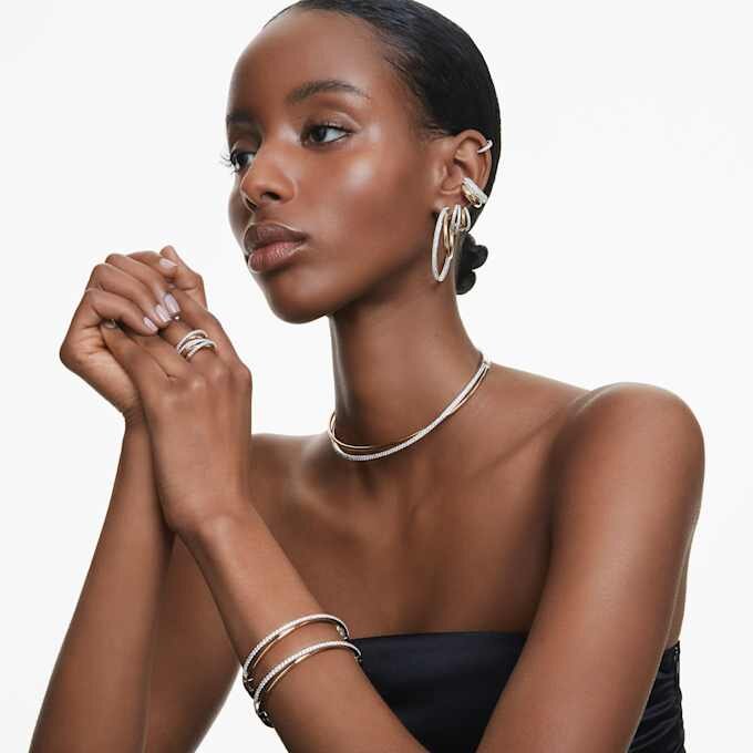 Bague Hyperbola à tailles variées, blanche, finition métaux mélangés Bague Hyperbola à tailles variées, blanche, finition métaux mélangés