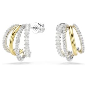 Boucles d’oreilles créoles Hyperbola, tailles variées, mini, blanches, finitions métalliques variées