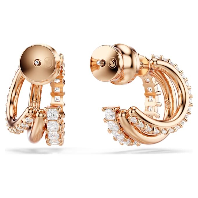 Boucles d’oreilles créoles Hyperbola, tailles variées, mini, blanches, plaquées or rose Boucles d’oreilles créoles Hyperbola, tailles variées, mini, blanches, plaquées or rose