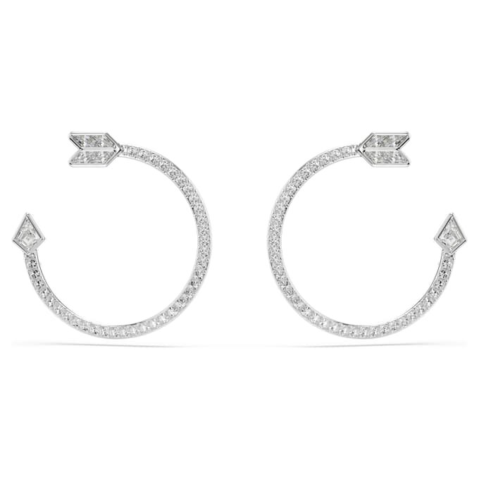Boucles d’oreilles créoles Idyllia, tailles variées, flèches, blanches, plaquées rhodium Boucles d’oreilles créoles Idyllia, tailles variées, flèches, blanches, plaquées rhodium