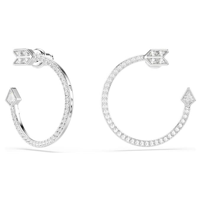 Boucles d’oreilles créoles Idyllia, tailles variées, flèches, blanches, plaquées rhodium Boucles d’oreilles créoles Idyllia, tailles variées, flèches, blanches, plaquées rhodium