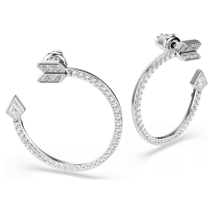 Boucles d’oreilles créoles Idyllia, tailles variées, flèches, blanches, plaquées rhodium Boucles d’oreilles créoles Idyllia, tailles variées, flèches, blanches, plaquées rhodium