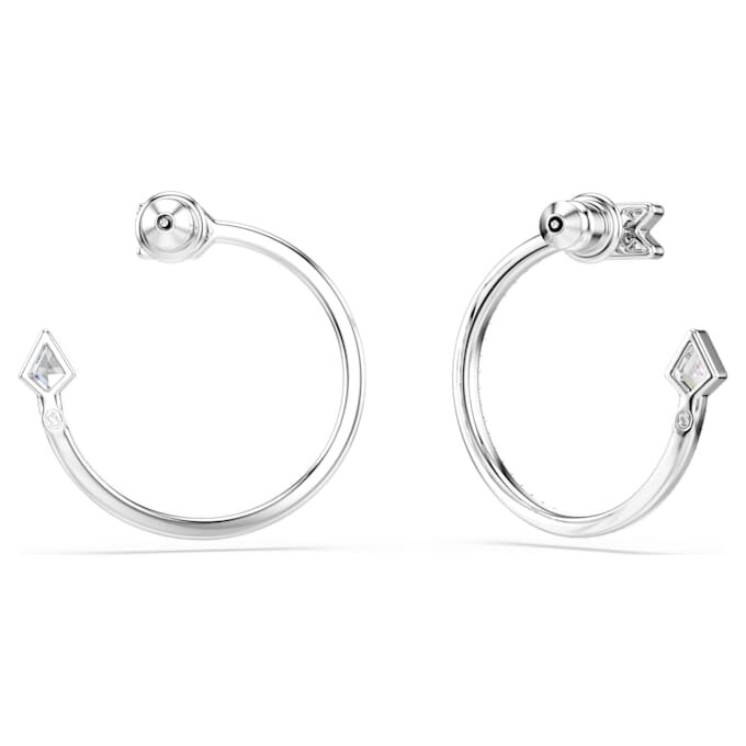Boucles d’oreilles créoles Idyllia, tailles variées, flèches, blanches, plaquées rhodium Boucles d’oreilles créoles Idyllia, tailles variées, flèches, blanches, plaquées rhodium