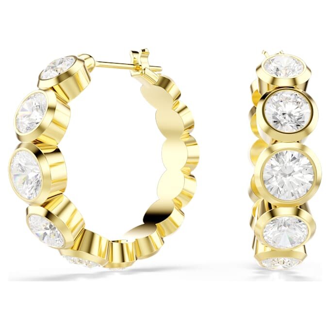 Boucles d’oreilles créoles Imber, taille ronde, blanches, plaquées or Boucles d’oreilles créoles Imber, taille ronde, blanches, plaquées or