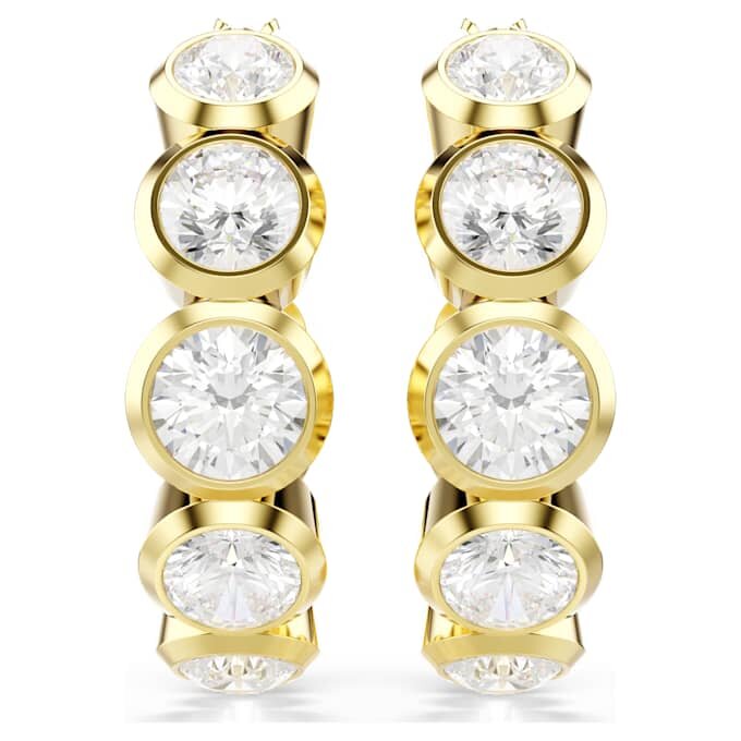 Boucles d’oreilles créoles Imber, taille ronde, blanches, plaquées or Boucles d’oreilles créoles Imber, taille ronde, blanches, plaquées or