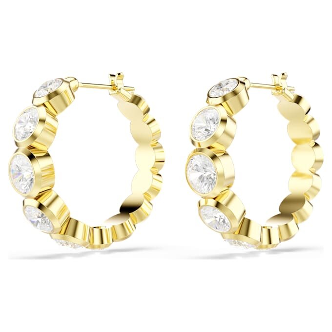 Boucles d’oreilles créoles Imber, taille ronde, blanches, plaquées or Boucles d’oreilles créoles Imber, taille ronde, blanches, plaquées or