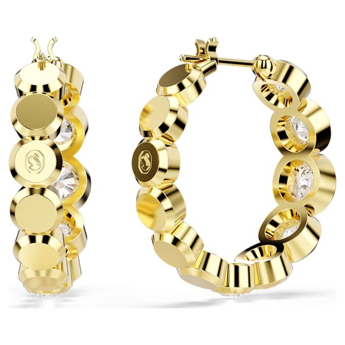 Boucles d’oreilles créoles Imber, taille ronde, blanches, plaquées or Boucles d’oreilles créoles Imber, taille ronde, blanches, plaquées or