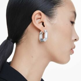 Boucles d’oreilles créoles Lucent, forme octogonale, petites, blanches