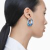 Boucles d’oreilles créoles Lucent, forme octogonale, petites, bleues