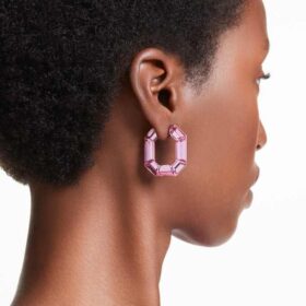 Boucles d’oreilles créoles Lucent, forme octogonale, petites, roses