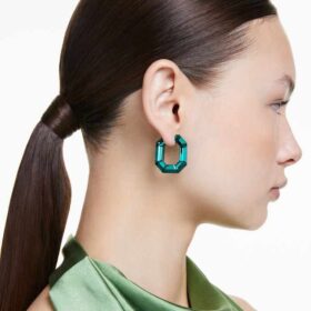 Boucles d’oreilles créoles Lucent, forme octogonale, petites, vertes