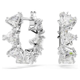 Boucles d’oreilles créoles Matrix blanches, plaquées rhodium
