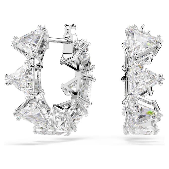 Boucles d’oreilles créoles Matrix blanches, plaquées rhodium Boucles d’oreilles créoles Matrix blanches, plaquées rhodium
