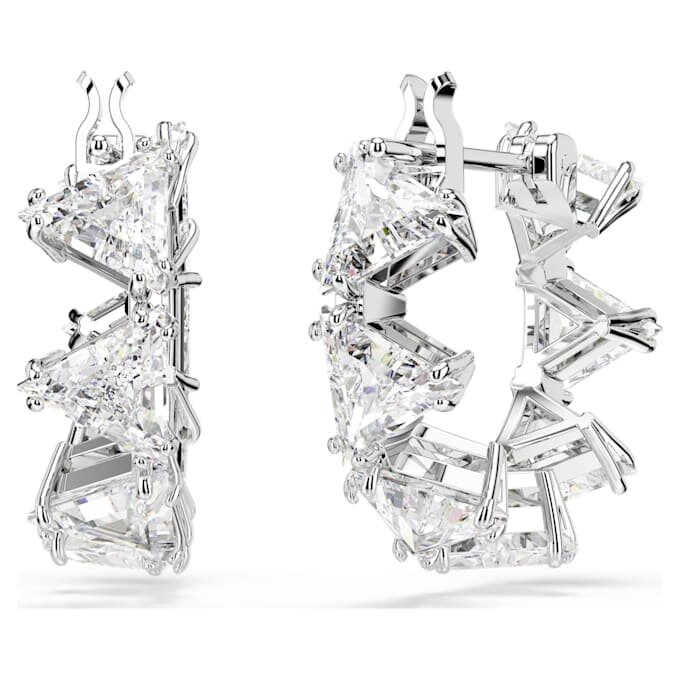 Boucles d’oreilles créoles Matrix blanches, plaquées rhodium Boucles d’oreilles créoles Matrix blanches, plaquées rhodium