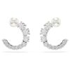Boucles d’oreilles créoles Matrix, perles de cristal, taille ronde, blanches, plaquées rhodium Boucles d’oreilles créoles Matrix, perles de cristal, taille ronde, blanches, plaquées rhodium