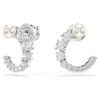 Boucles d’oreilles créoles Matrix, perles de cristal, taille ronde, blanches, plaquées rhodium Boucles d’oreilles créoles Matrix, perles de cristal, taille ronde, blanches, plaquées rhodium