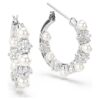 Boucles d’oreilles créoles Matrix, perles de cristal, taille ronde, blanches, plaquées rhodium Boucles d’oreilles créoles Matrix, perles de cristal, taille ronde, blanches, plaquées rhodium